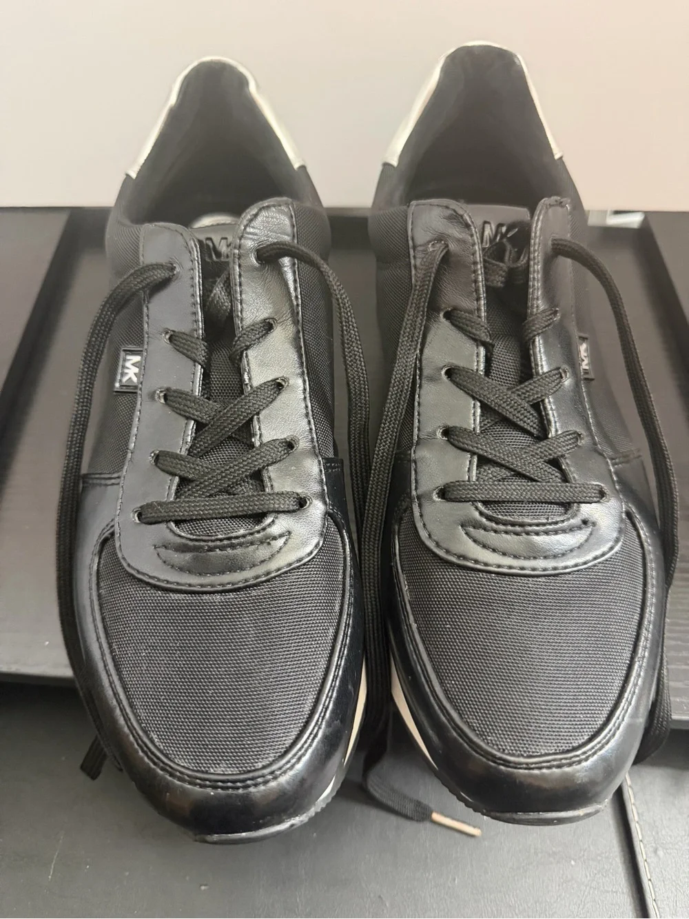 Michael Kors Black and Silver Platform Low-Top Sneakers